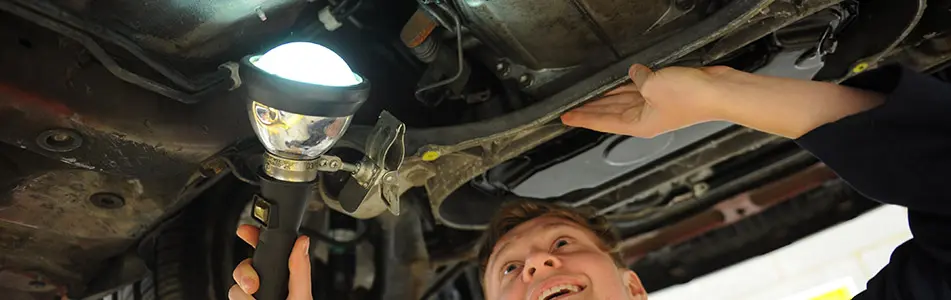 looking at the bottom of a car